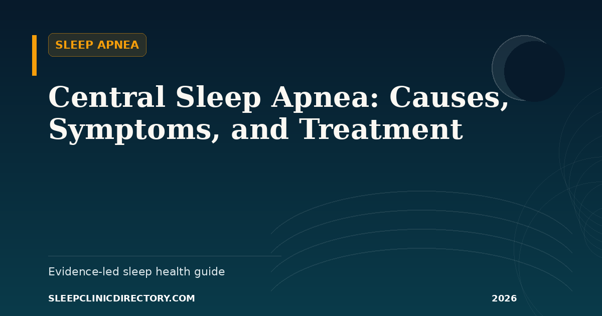 Illustration of central sleep apnea showing a paused breathing signal during sleep